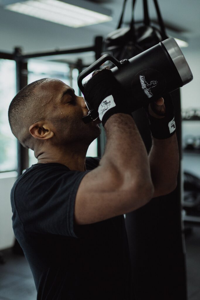 Man Drinks High Fiber Protein Shake